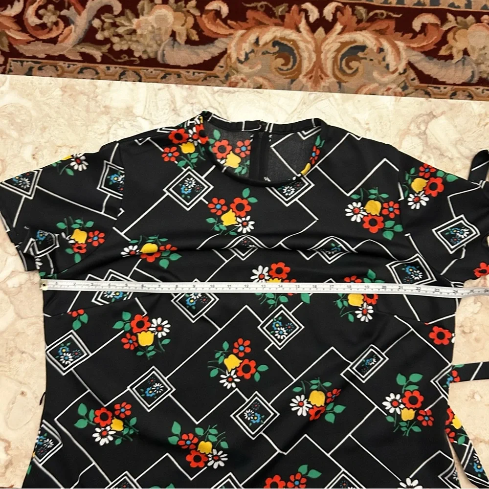 70s Vintage Sears Fashion Top Skirt Set Black